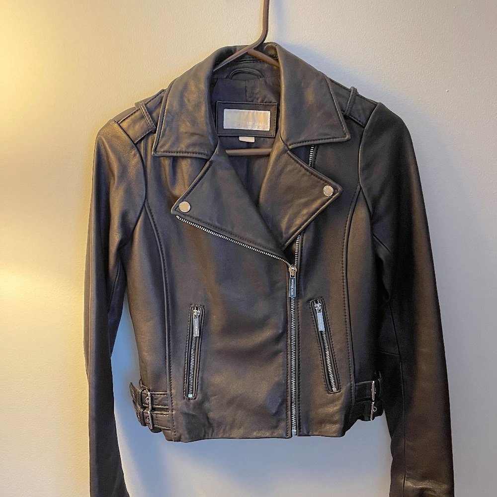 Michael Kors Black Leather Moto Jacket XS